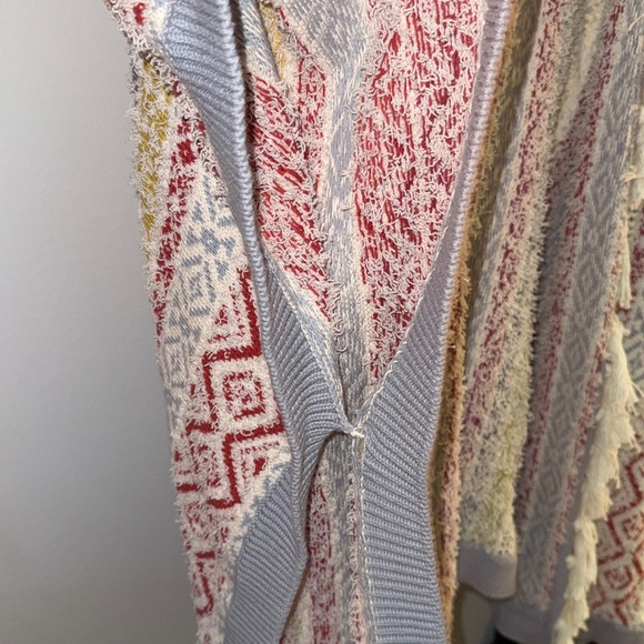 CAbi Red and Gray Knit Cardigan with Fringe - Picture 3 of 6